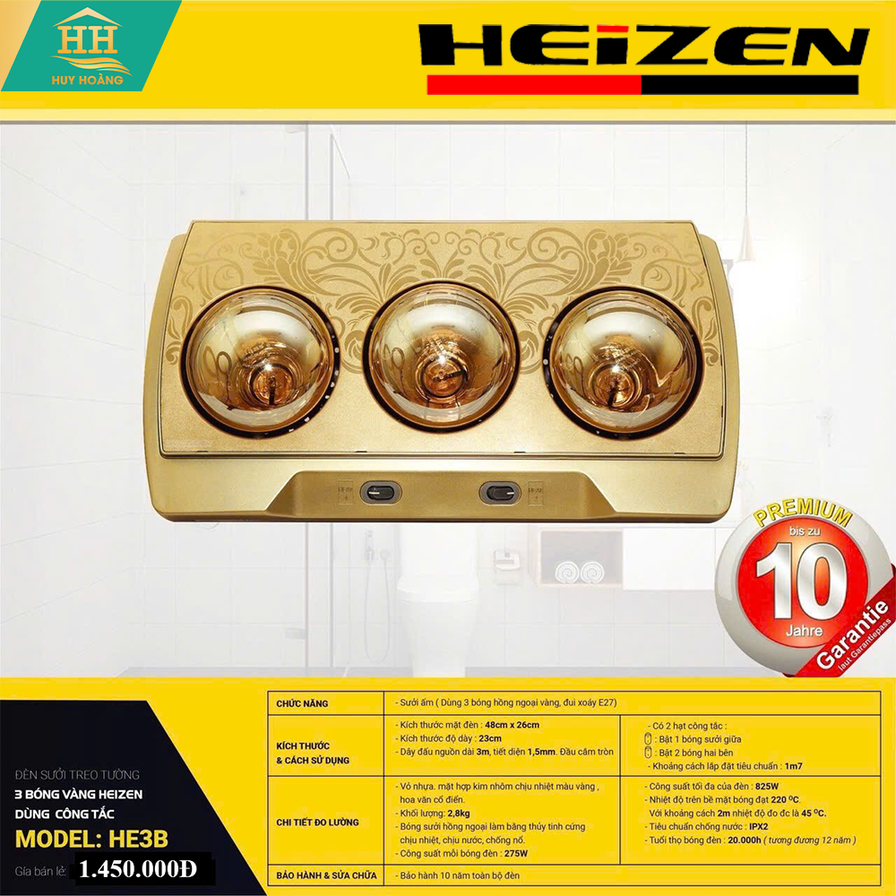  Đèn Sưởi Treo Tường Heizen HE3B 