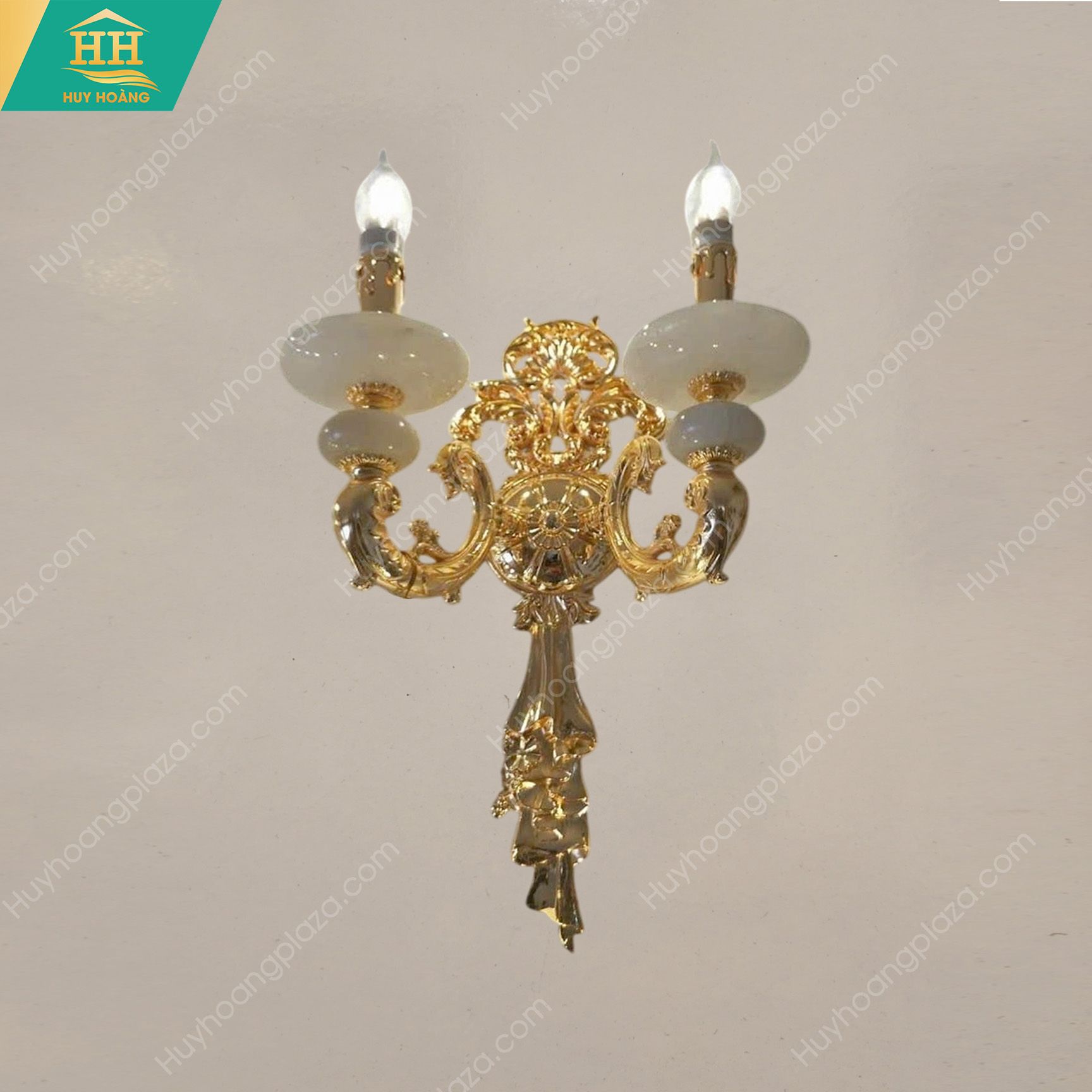  Đèn Tường Đồng Đá Mạ Vàng 24k HH9293/2 