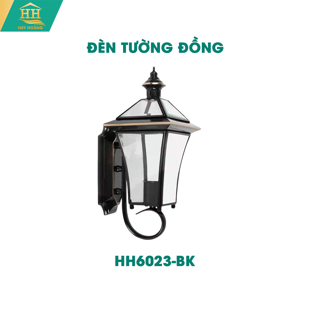  Đèn Tường Đồng Kính Mạ Si Đen HH6023-BK 