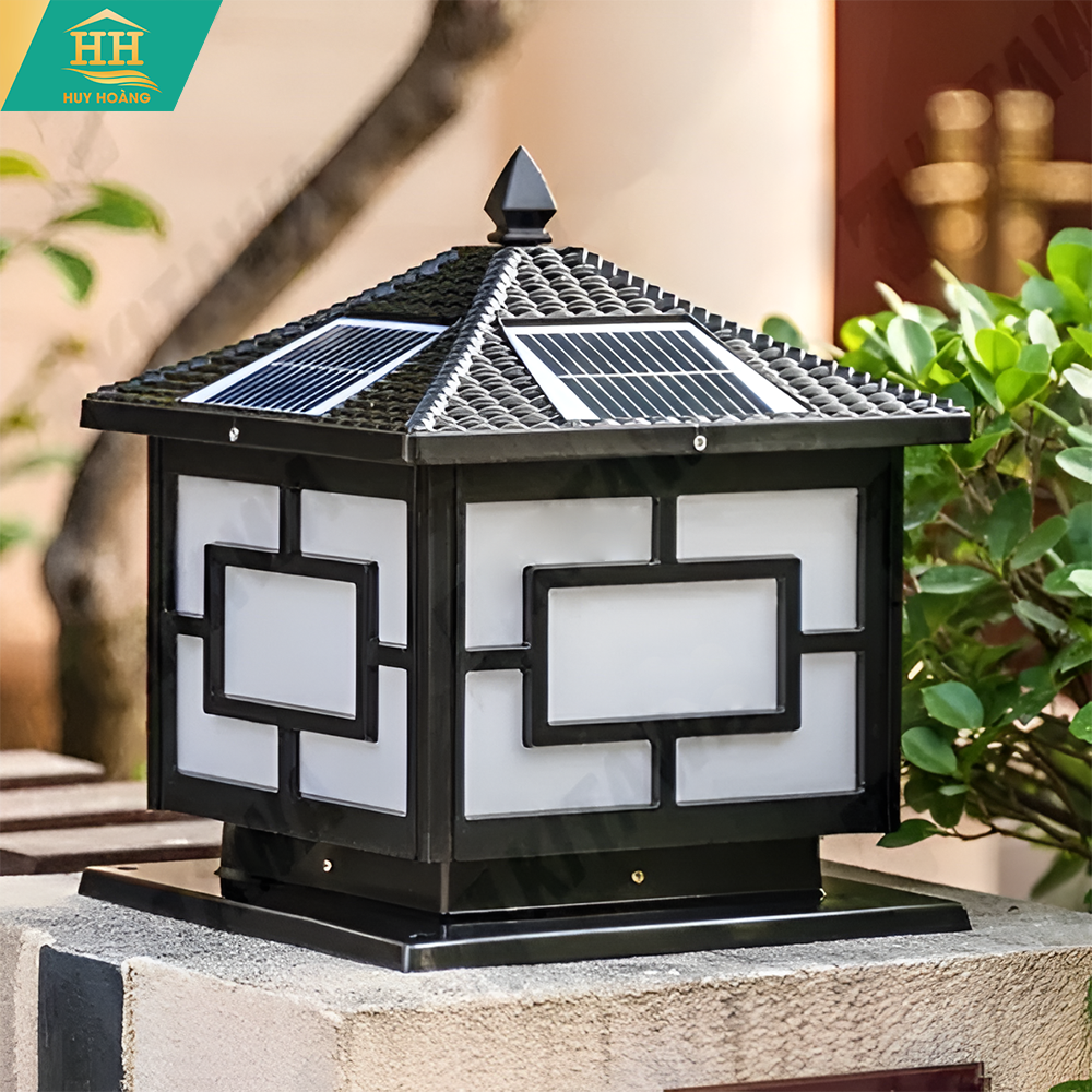  Đèn Trụ Cổng Đen Năng Lượng Mặt Trời HH5001E BK 