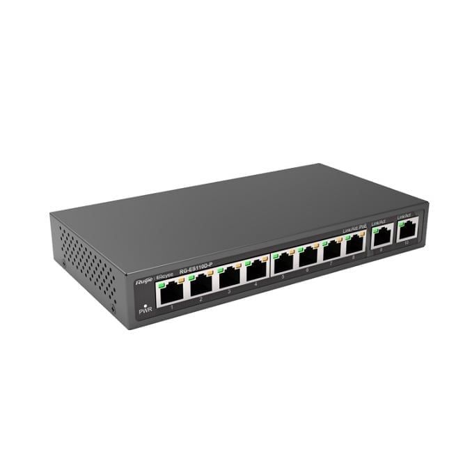  SWITCH RUIJIE REYEE RG-ES110D-P 8-PORT 100MBPS + 2 UPLINK PORT 1000MBPS 