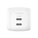  Adapter sạc nhanh 50W GaN, 2 x USB-C PD PPS, màu trắng Belkin 