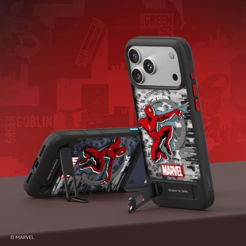  Ốp lưng Magnetic họa tiết Spiderman màu đỏ đen, Kickstand, iPhone 17 Pro Max Belkin 