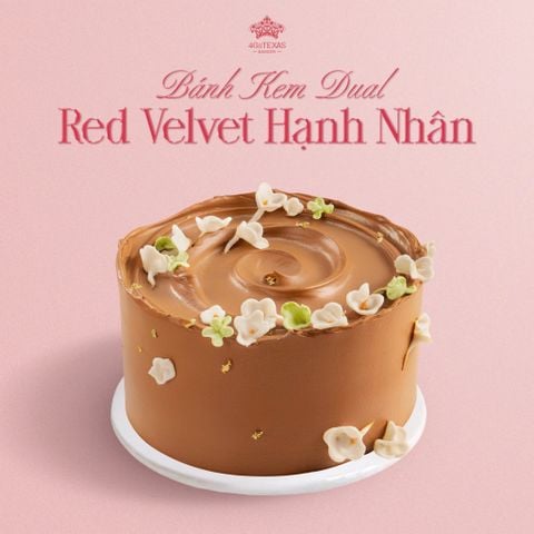  BÁNH KEM DUAL RED VELVET & CACAO HẠNH NHÂN 