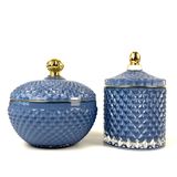 High-end Glass Candle Jar With Blue Spraying