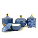 High-end Glass Candle Jar With Blue Spraying
