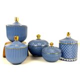 High-end Glass Candle Jar With Blue Spraying