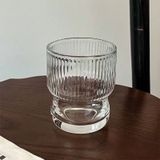 Textured Glass Cup – Inner Vertical Stripes, Smooth Exterior, Customizable Logo & Packaging