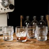 Textured Glass Cup – Inner Vertical Stripes, Smooth Exterior, Customizable Logo & Packaging