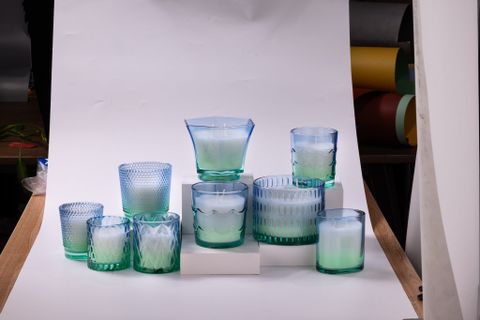 Blue And Green Collection Glass Candle Jar