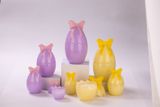 Easter Egg Glass Candle Jar With A Bow In Purple And Yellow