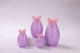Easter Egg Glass Candle Jar With A Bow In Purple And Yellow