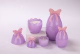 Easter Egg Glass Candle Jar With A Bow In Purple And Yellow