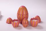 Easter Egg Shaped Glass Candle Jar With Stripe Pattern