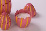 Easter Egg Shaped Glass Candle Jar With Stripe Pattern