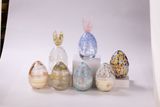 Easter Egg Shaped Glass Candle Jar With Color Line