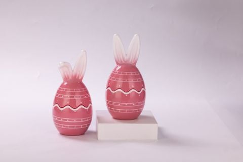 Easter Egg Glass Candle Jar In Pink And Hand-drawing Pattern