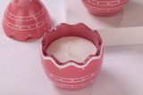Easter Egg Glass Candle Jar In Pink And Hand-drawing Pattern