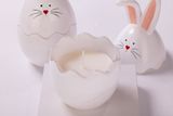 Easter Egg Shaped Glass Candle Jar With Bunny Face Decoration