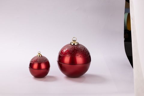 Christmas Ornament Candle Jar In Red Colour