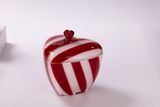 Heart Shaped Glass Candle Jar With Red Stripe