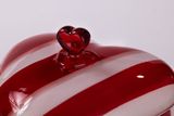 Heart Shaped Glass Candle Jar With Red Stripe