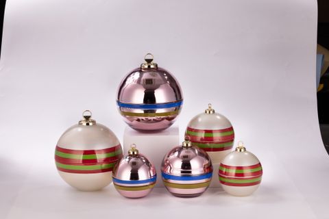 Christmas Ornament Glass Candle Jar With Stripe Pattern