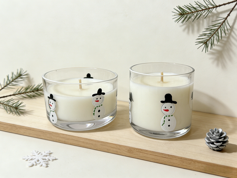 Scented Candle With Snowman Decor