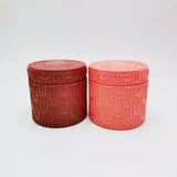 Premium Cylinder Glass Candle Jar With Embossed Pattern