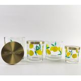 Hand-Painted Lemon Pattern Candles Glass Jar