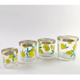 Hand-Painted Lemon Pattern Candles Glass Jar