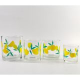 Hand-Painted Lemon Pattern Candles Glass Jar