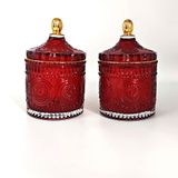 Decorative Embossed Glass Candle Jars with Lid