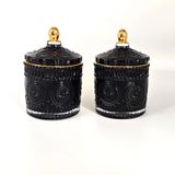 Decorative Embossed Glass Candle Jars with Lid