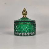 Premium Cut Glass Candle Jar with Lid – Multi-colored Candle Container