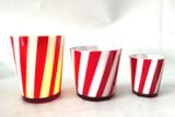 Simple Red And White Striped Design Glass Candle Jar