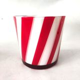 Simple Red And White Striped Design Glass Candle Jar