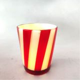 Simple Red And White Striped Design Glass Candle Jar