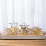 Ice Dew Gold-Rimmed Glass Tea Set – Elegant Gongfu Tea Cups with Teapot & Pitcher, Custom Gift Box Available