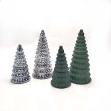 Christmas Tree Shaped Glass Candle Jar Decorative Holiday Candle Container