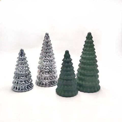 Christmas Tree Shaped Glass Candle Jar Decorative Holiday Candle Container