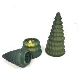 Christmas Tree Shaped Glass Candle Jar Decorative Holiday Candle Container