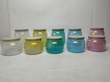 Colored Glass Candle Jar with Wooden Lids