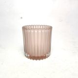 Pink Frosted Ribbed Glass Candle Jars Minimalist Decorative Candle Containers