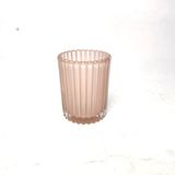Pink Frosted Ribbed Glass Candle Jars Minimalist Decorative Candle Containers