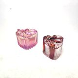 Premium Heart-Shaped Glass Candle Jar with Bow Lid Luxury Decorative Candle Container