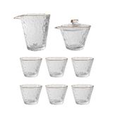 Ice Dew Gold-Rimmed Glass Tea Set – Elegant Gongfu Tea Cups with Teapot & Pitcher, Custom Gift Box Available