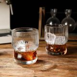 Textured Glass Cup – Inner Vertical Stripes, Smooth Exterior, Customizable Logo & Packaging