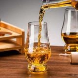 Lead-free crystal, machine-blown, cold cut rim, whiskey glass cup