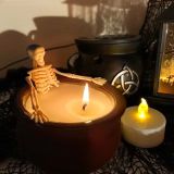 Unique Glass Candle Jar With Skeleton Decoration